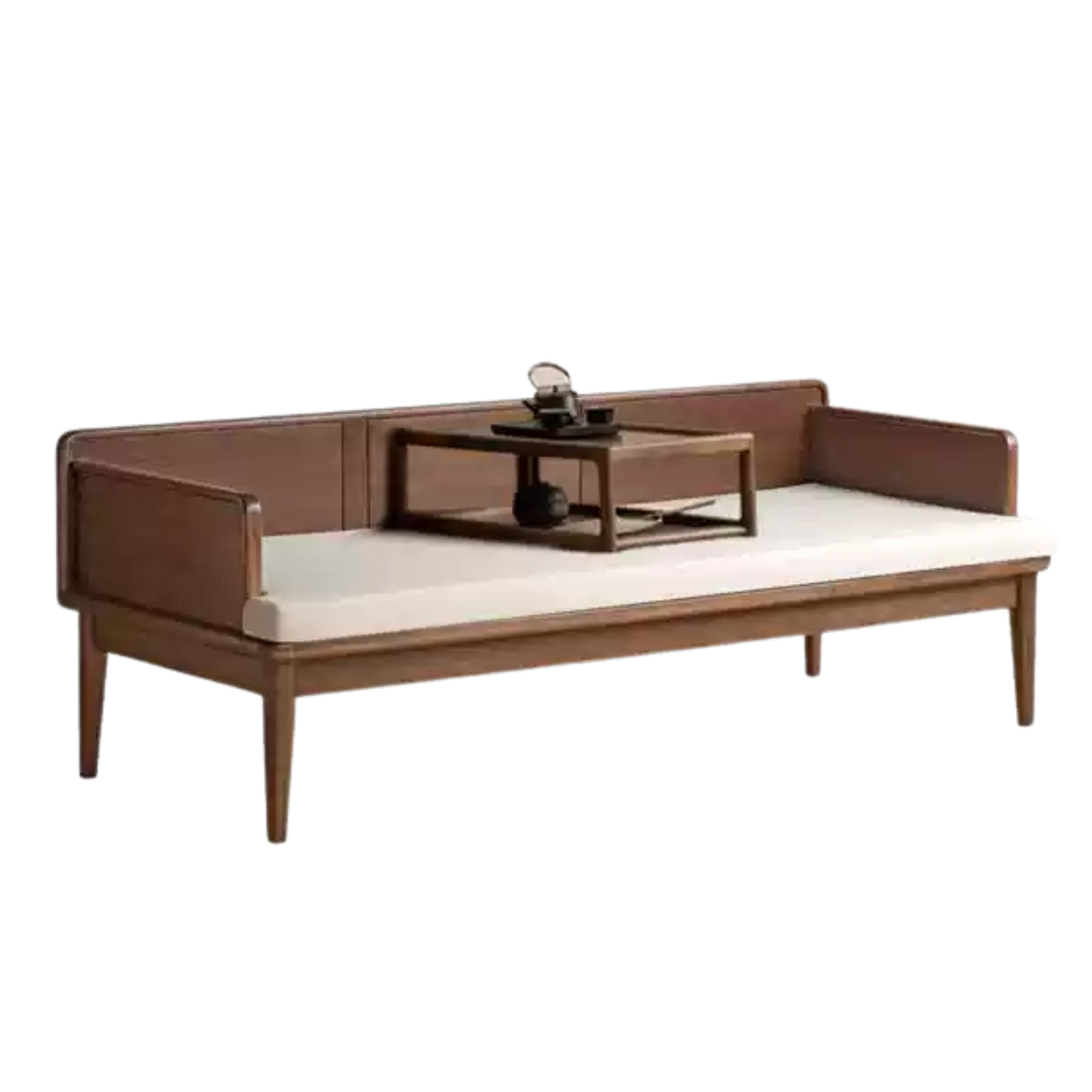 Premium Solid Wood Bed Frame - Black Walnut & Oak - Modern Chinese Style Bedroom Furniture for Master Bedroom or Guest Room