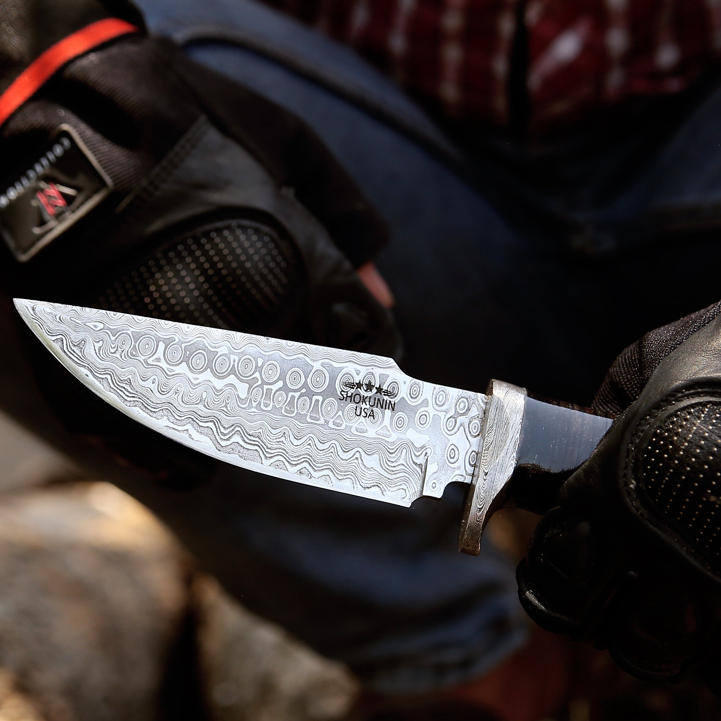 Premium Damascus Steel Hunting Knife with Bone Handle - Durable Outdoor Survival Knife for Camping, Hunting, and Bushcraft