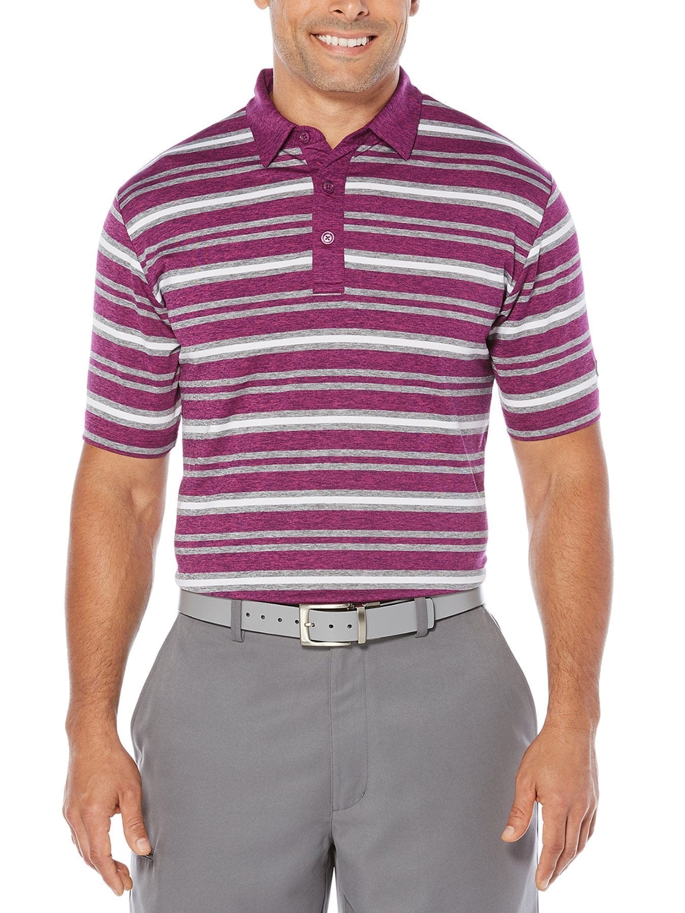 Big & Tall Opti Soft Heather Striped Polo Shirt for Men - Comfortable & Stylish Casual Wear for Work, Golf & Everyday Outfits