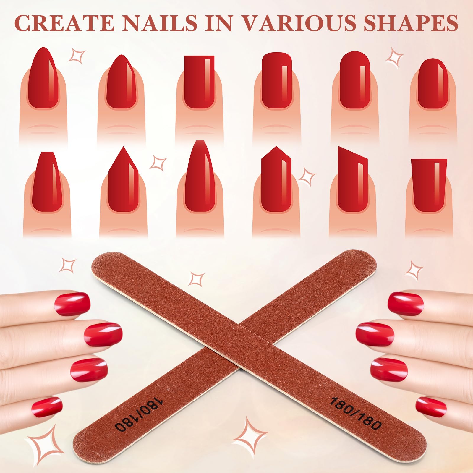 200 Pcs 180/180 Grit Wooden Nail Files - Double Sided Reusable Manicure Emery Boards for Natural & Acrylic Nails - Professional Salon Quality Nail Care Tools for Home & Spa Use