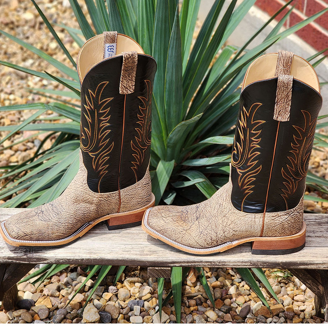 Anderson Bean Men's Wheatsheaf Old English Poseidon Square Toe Cowboy Boots - Western Style Leather Work Boots for Rodeo, Ranch & Outdoor Activities