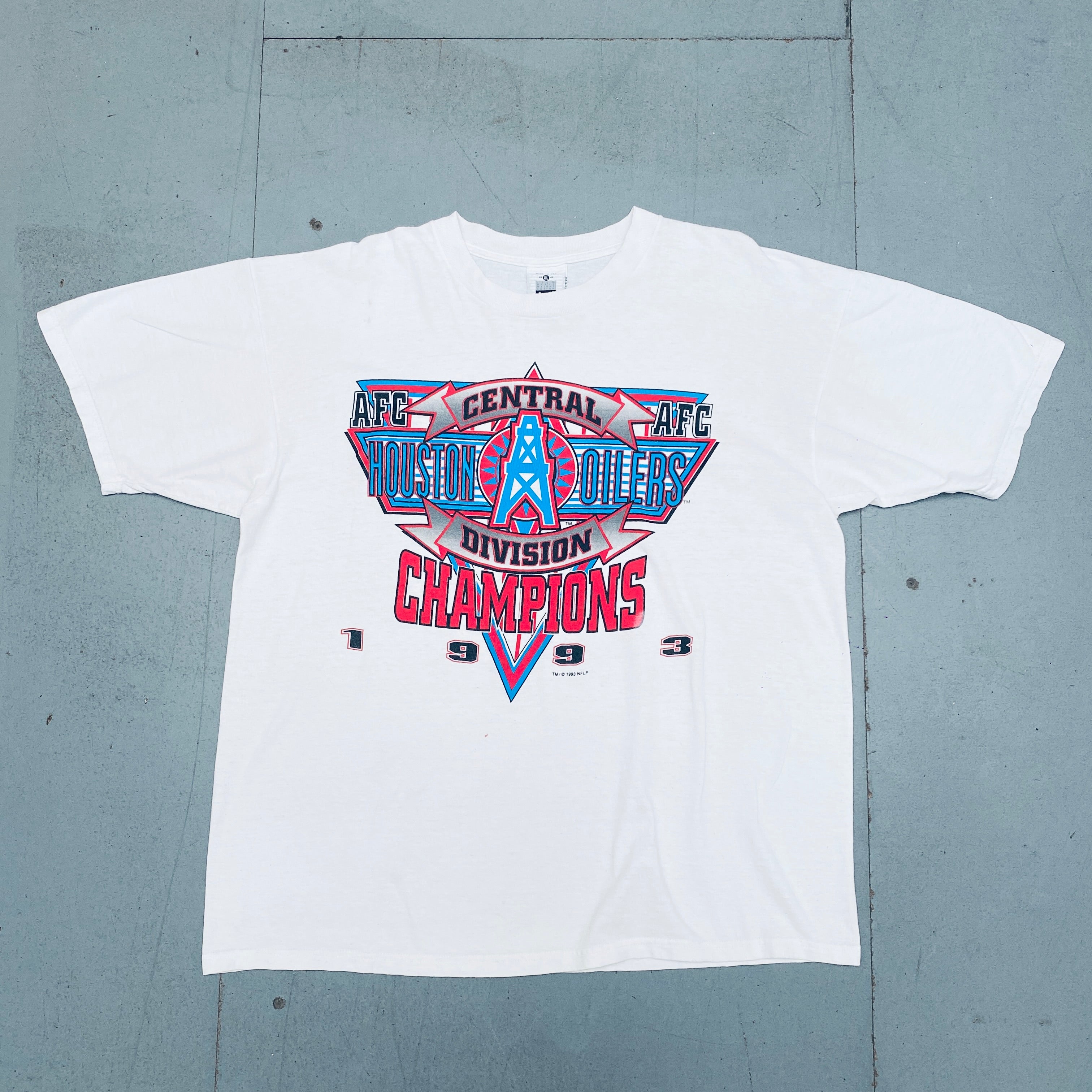 Houston Oilers 1993 Central Division Champions T-Shirt - XL Size | Vintage NFL Football Fan Apparel for Men & Women | Game Day, Tailgating, Sports Memorabilia Collection