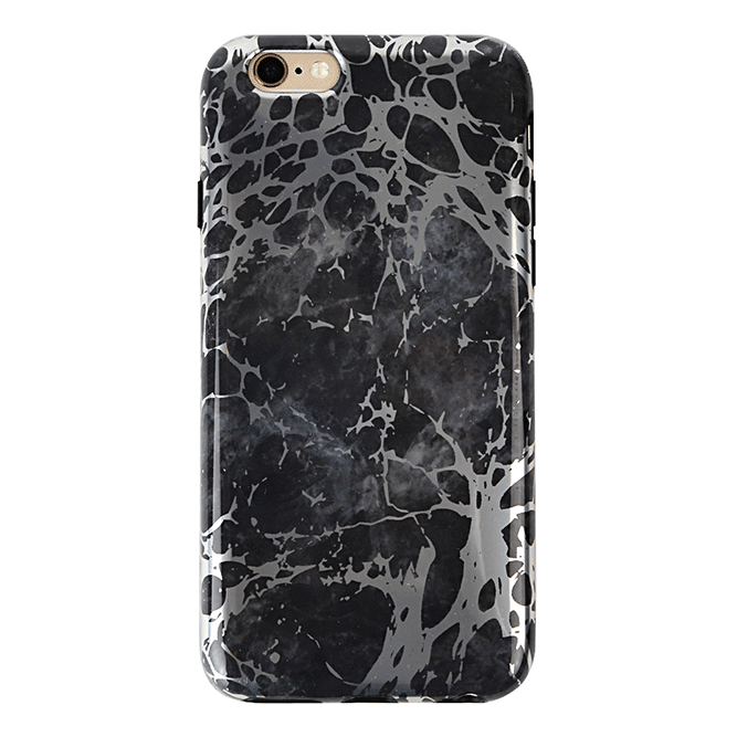 Black Marble Silver Chrome iPhone Case - Elegant & Durable Protective Cover for iPhone - Perfect for Work, Travel, and Everyday Use