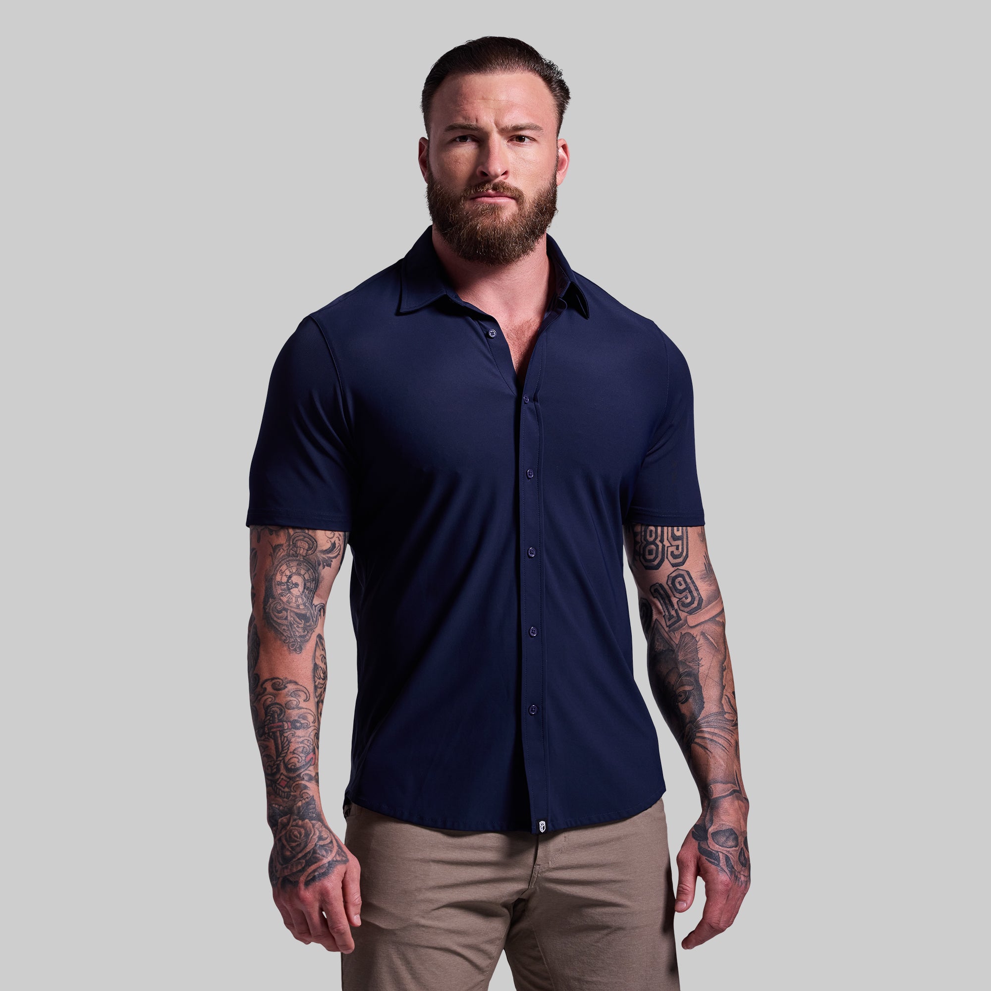 Breathable Performance Network Short Sleeve T-Shirt for Men - BP Navy Blue - Perfect for Gym, Running & Outdoor Activities