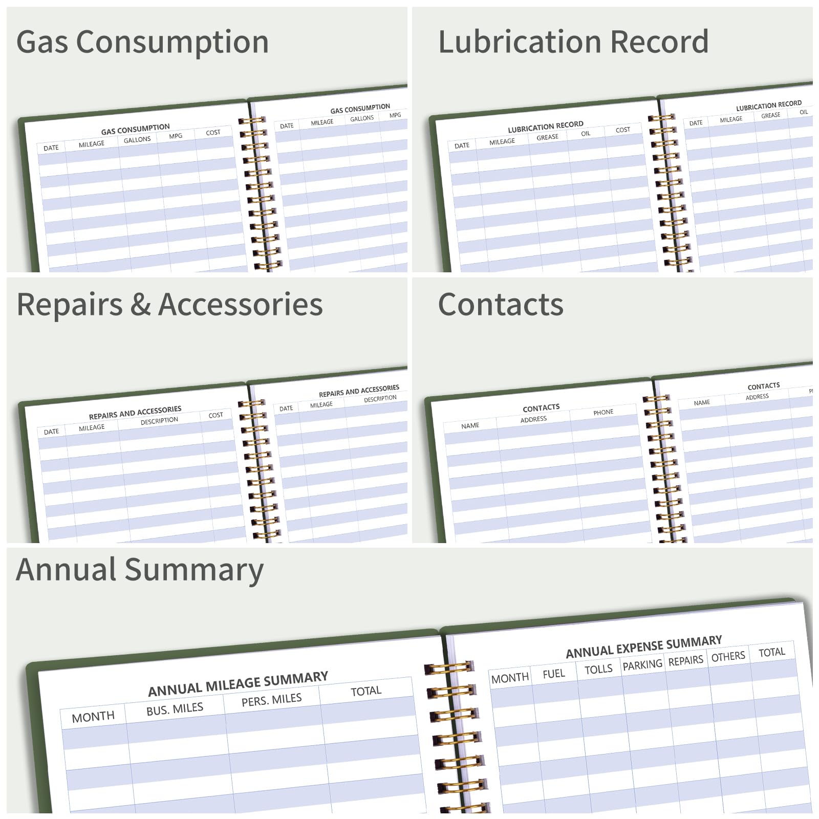 Auto Mileage Log Book for Car & Vehicle Maintenance - 6.1×8.4