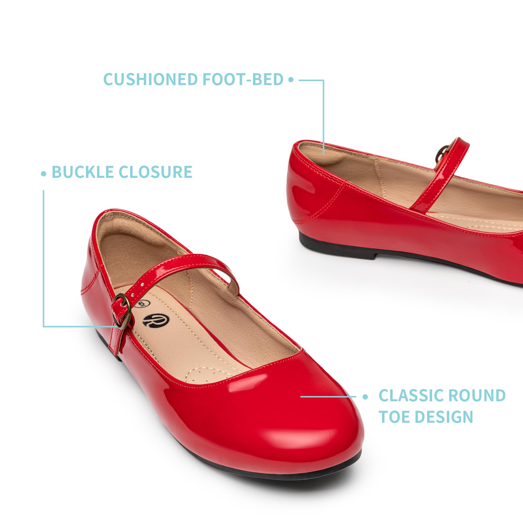 Rekayla Women's Mary Jane Flats - Comfortable Round Toe Slip-On Ballet Shoes for Work, Office & Dressy Occasions | Breathable & Lightweight Dress Shoes for Women