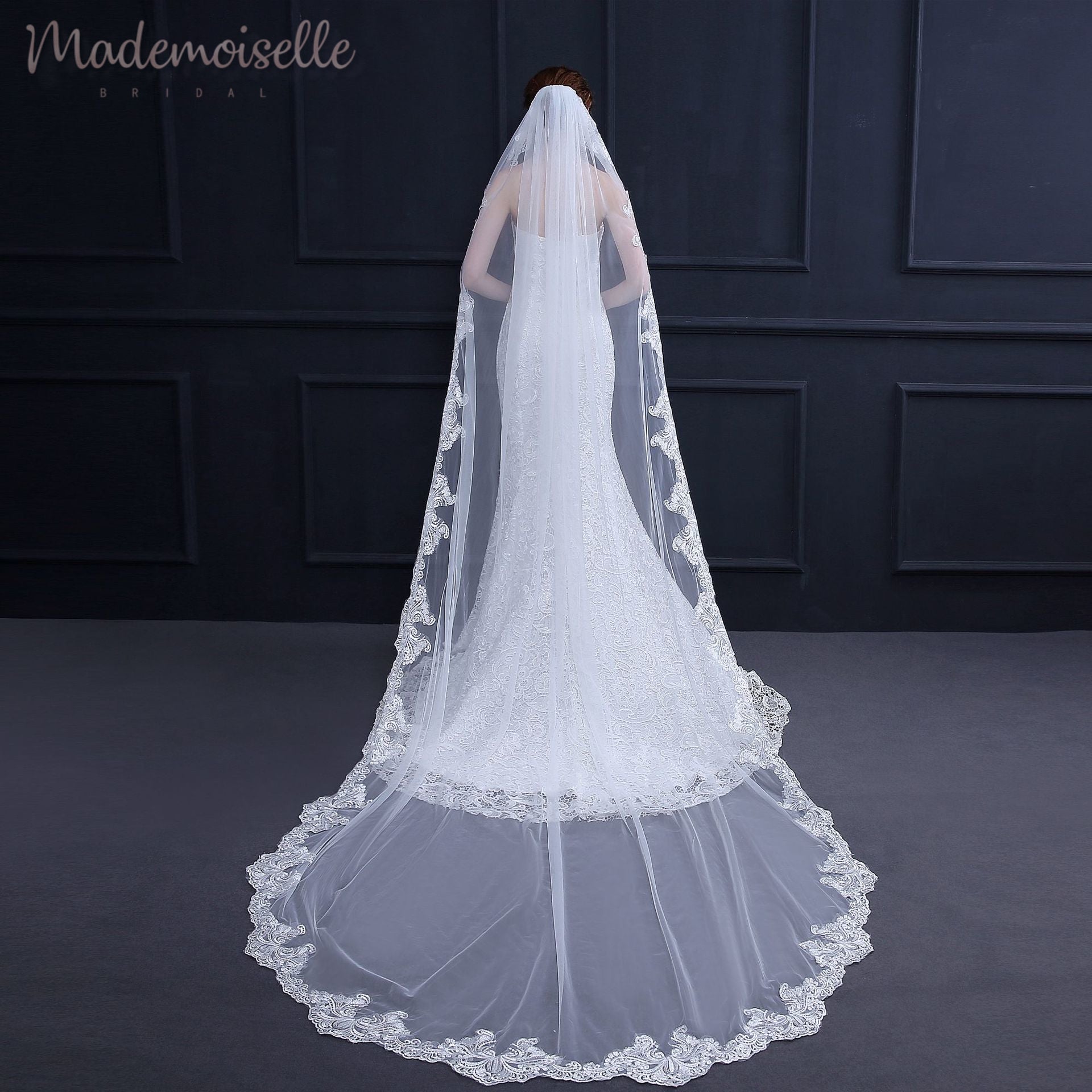 Deweyna Veil - Elegant Bridal Wedding Veil with Beaded Edge | Perfect for Brides, Prom, and Formal Events