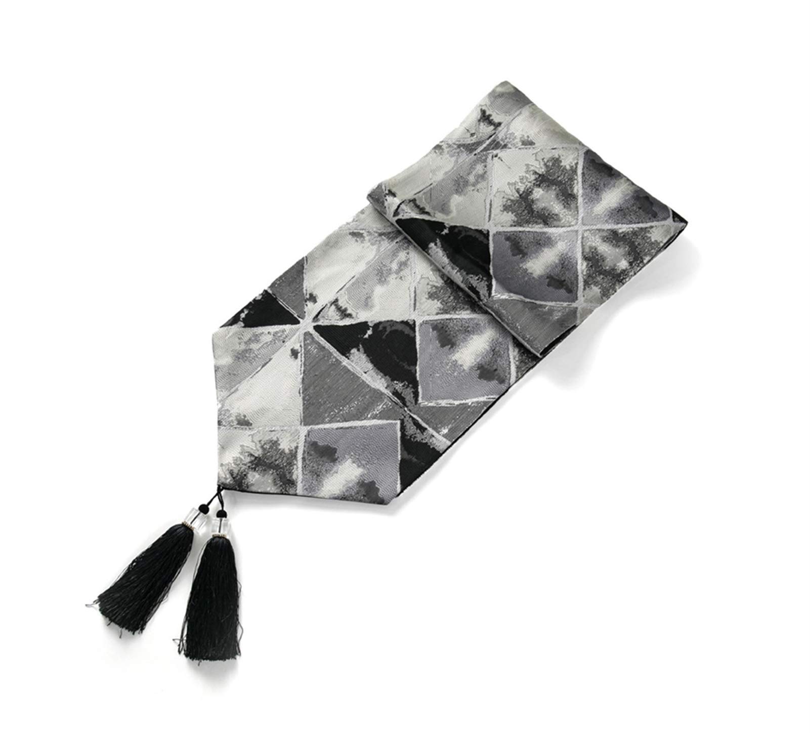 Family Satin Jacquard Table Flag - Plaid Black White, 32210cm - Perfect for Model Room, TV Cabinet, Coffee Table, and Dining Room Decor