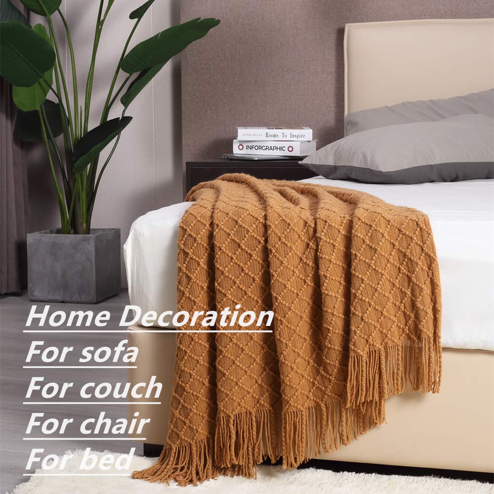 CREVENT Farmhouse Style Rustic Throw Blanket - Soft, Warm & Lightweight for Couch, Sofa, Chair & Bed - Perfect for Travel in Spring & Summer - 50''x60'' Brown - Cozy Home Decor & Outdoor Camping Accessory