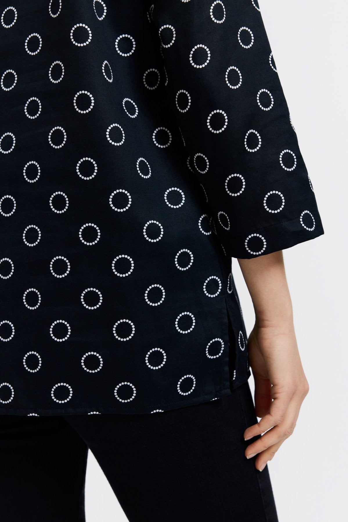 Carolina Circle Dot 3/4 Sleeve Shirt Jacket for Women | Stylish Casual Blazer | Perfect for Office, Date Night & Fall Layering