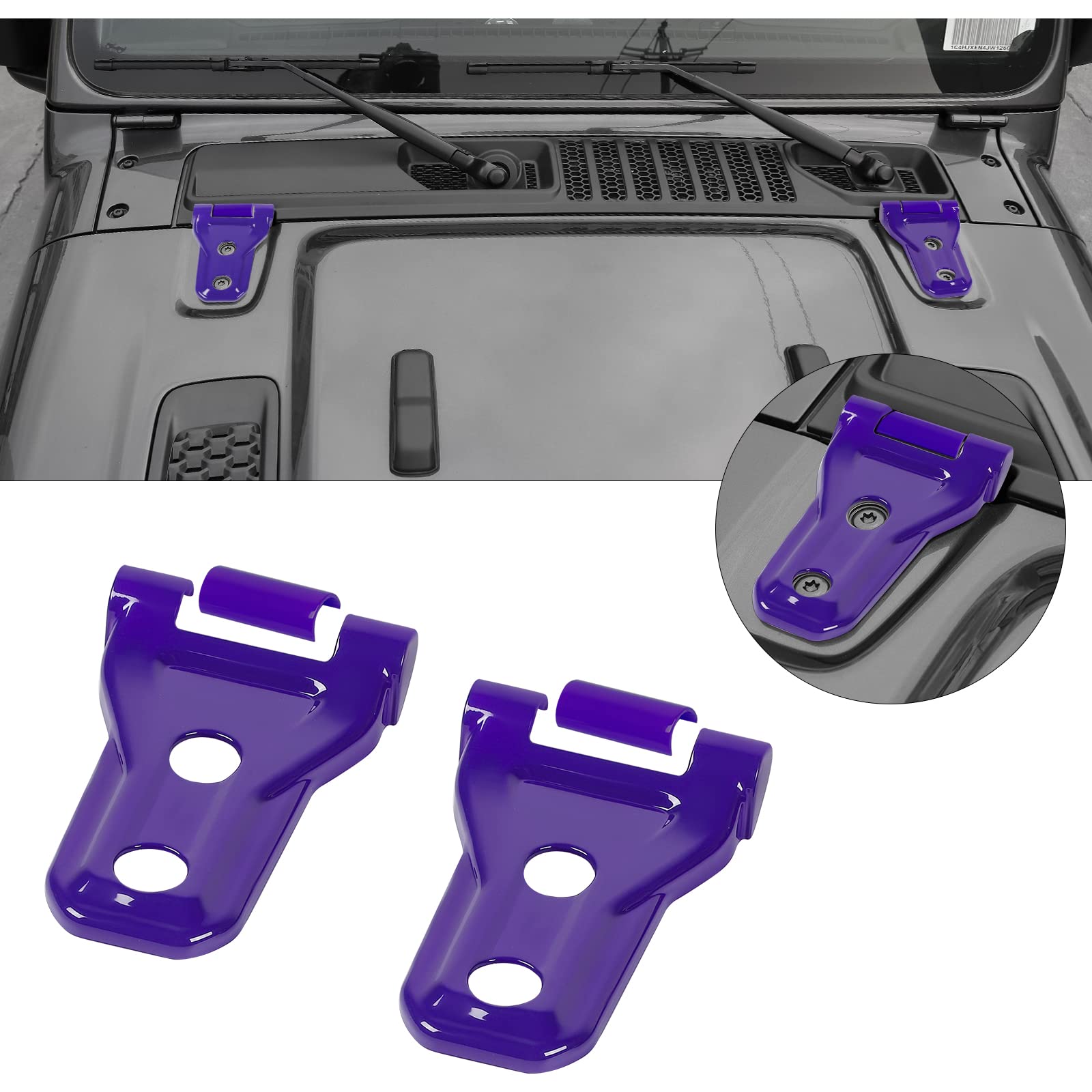 Hoolcar Purple Engine Hood Hinge Cover for 2018-2021 Jeep Wrangler JL JLU & Gladiator JT - Exterior Decoration Accessories | Off-Road & Car Show Customization Upgrade