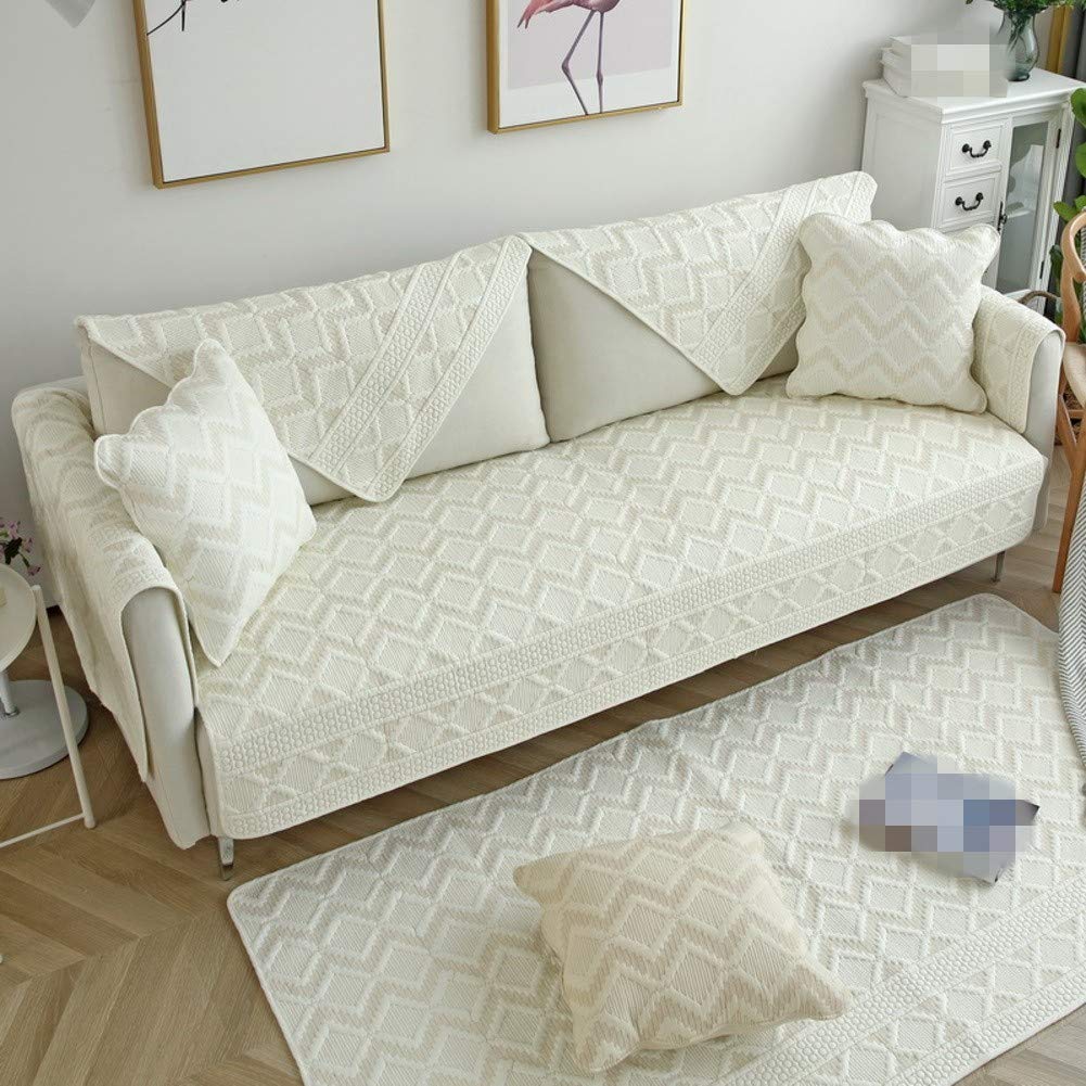 Reversible Seasons Sectional Sofa Cover Slipcover for Leather Sofa, Recliner, L-Shaped Couch - Decorative Cotton L-Shape Sofa Cover - Solid Color - 1 Piece (43x83 inches / 110x210 cm) - Perfect for Living Room, Family Room & Home Theater Seating Protection
