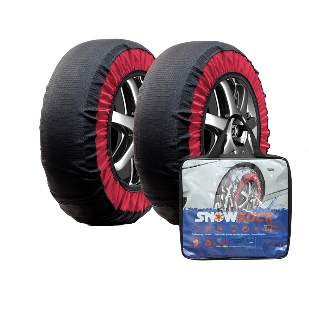 KE76 Snow Chains for Cars, SUVs & Pickup Trucks - Easy to Install, Quiet & Comfortable Winter Traction - Set of 2 - Perfect for Snowy Roads & Mountain Driving