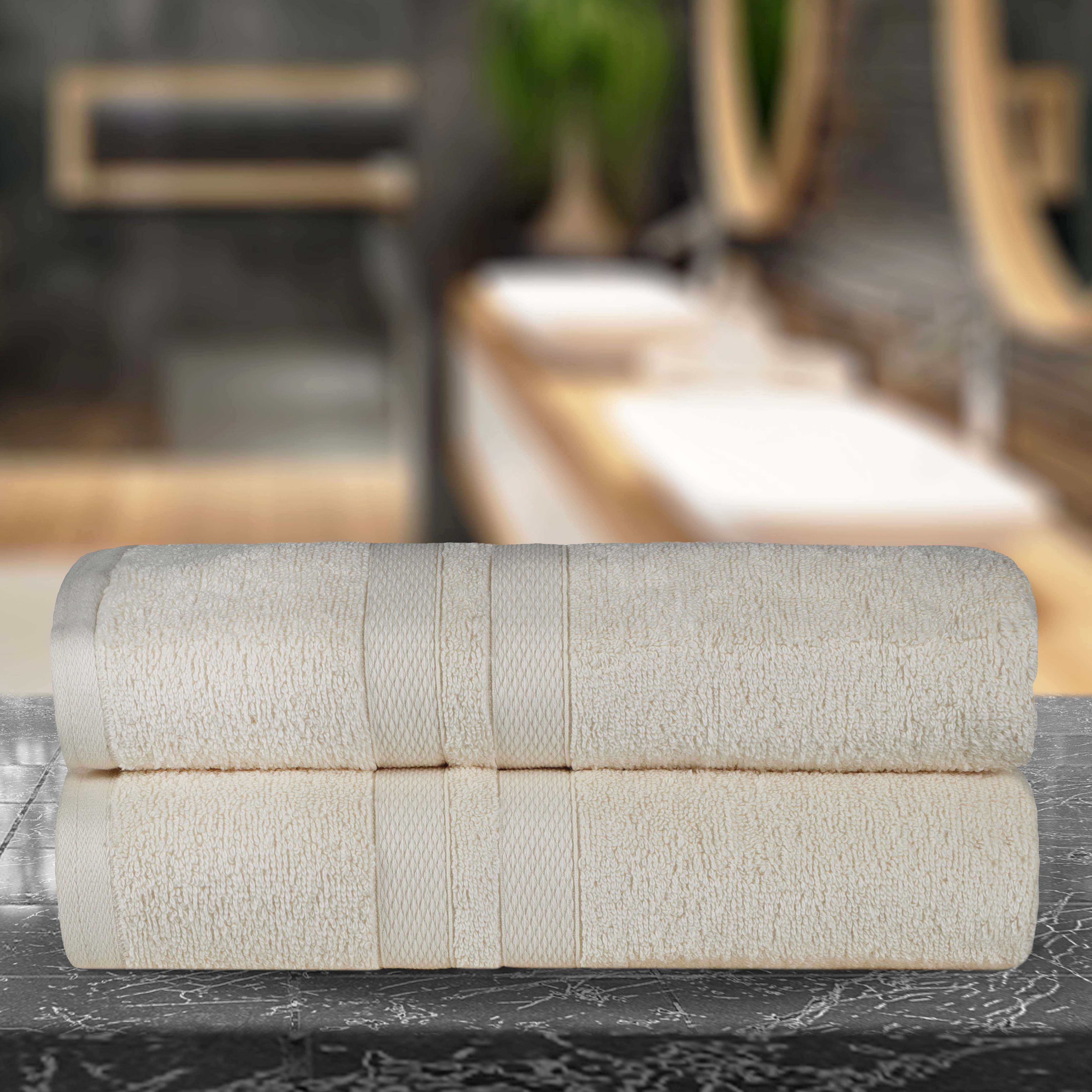 Ultra Soft Cotton Absorbent Bath Towel Set - 2 Piece Solid Color Bath Sheets for Spa, Gym & Luxury Home Use