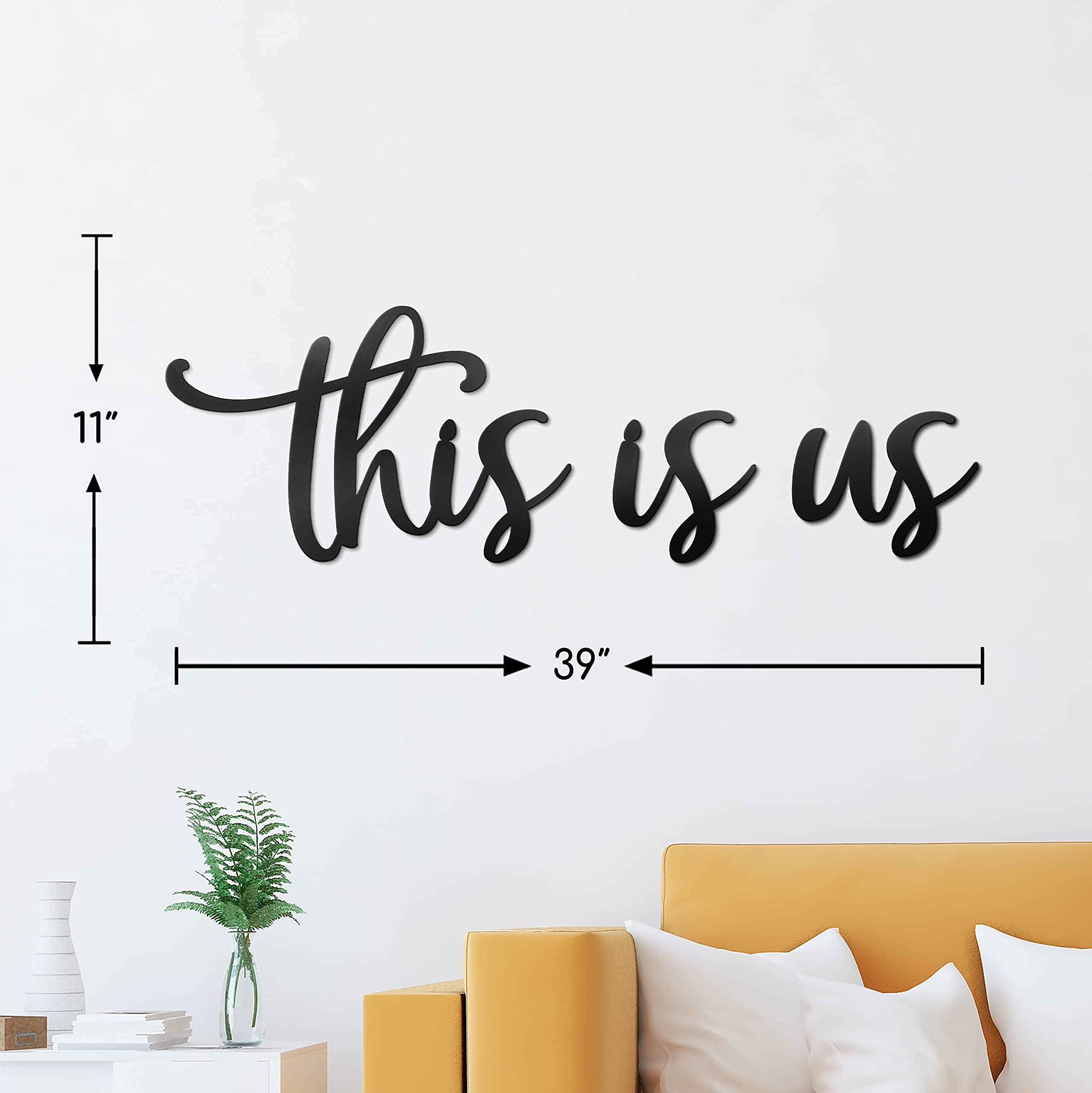 This Is Us Metal Wall Decor - 11”x39” Large Black Home Sign for Living Room & Bedroom | Rustic Room Decor, Housewarming Gift, Family Wall Art