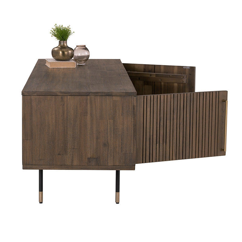 HAMILTON Entertainment TV Stand - 200cm Solid Acacia Wood Media Console in Toffee Brown - Perfect for Living Room, Home Theater & Modern Interior Design
