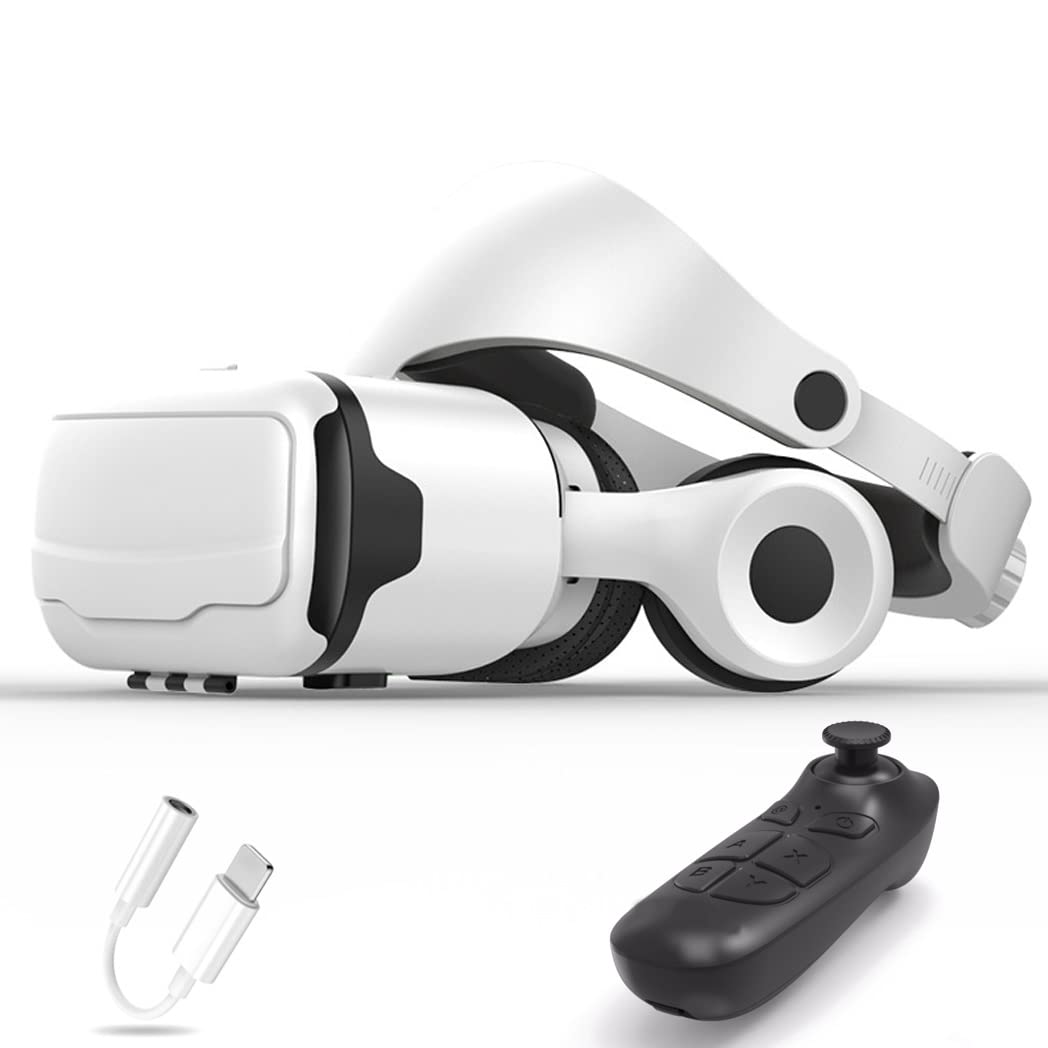 3D VR Headset with Bluetooth Controller - Virtual Reality Goggles for iPhone 13 Pro Max/13 Pro/13/12/11, Samsung Galaxy S21, Huawei & Xiaomi Series - Perfect for Gaming, Movies & Virtual Tours