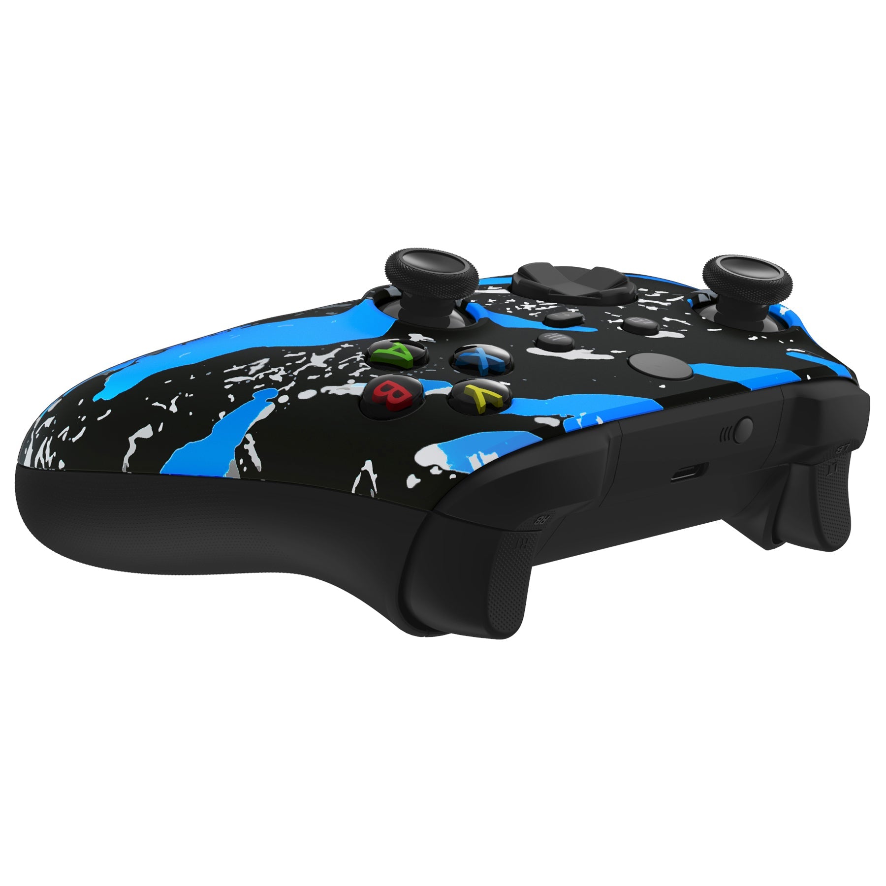 eXtremeRate Blue Replacement Front Housing Shell for Xbox Series X & S Controller - Durable Coating Splash Design for Gaming Enthusiasts | Perfect for Controller Customization & Enhanced Grip During Intense Gaming Sessions