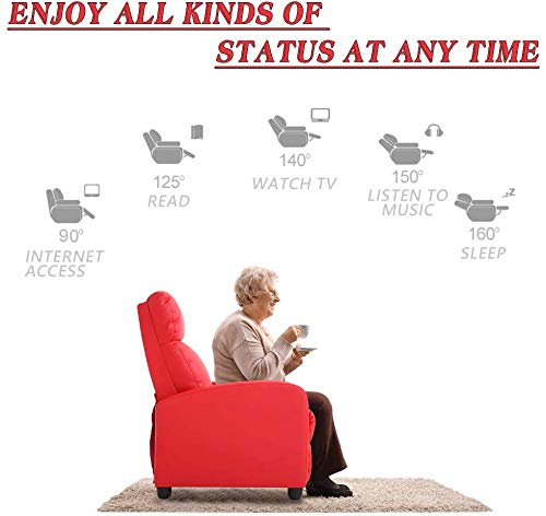 Best Ergonomic Recliner Chair for Adults - Massage Gaming Sofa with Remote Control, Single Theater Seating Lounge Chair (Red) - Perfect for Living Room, Home Theater & Relaxation