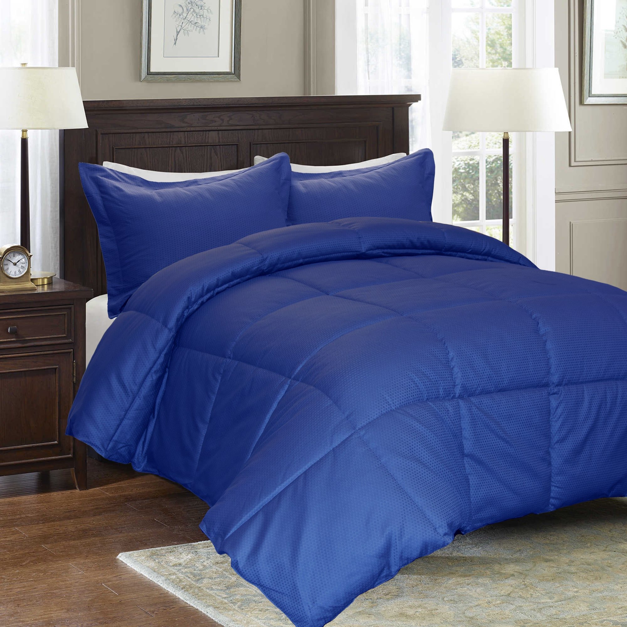 Blue Ridge Home Fashions 230 Thread Count Oversized Damask Down Alternative Comforter - Twin Size, Soft & Breathable Bedding for Cozy Sleep - Perfect for Guest Rooms, Dorms & Apartment Living