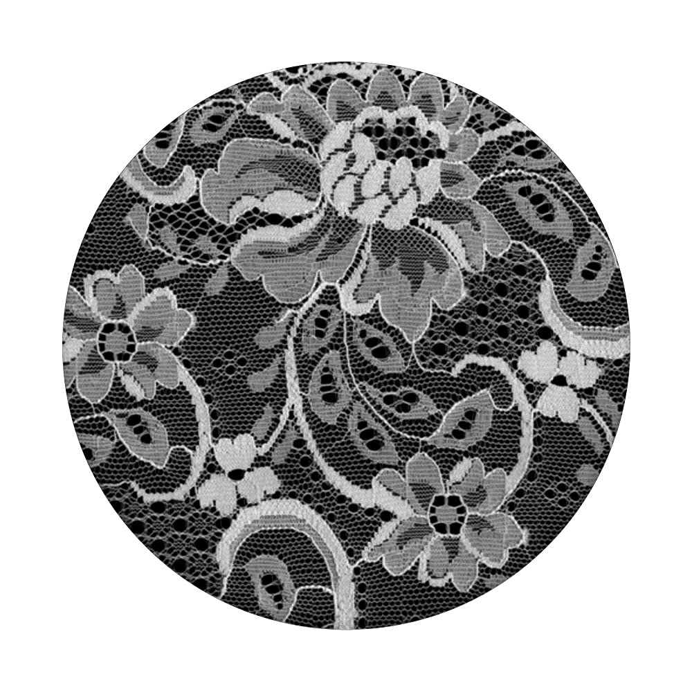 Black Floral Lace Print PopGrip - Swappable Phone Grip for Daily Use