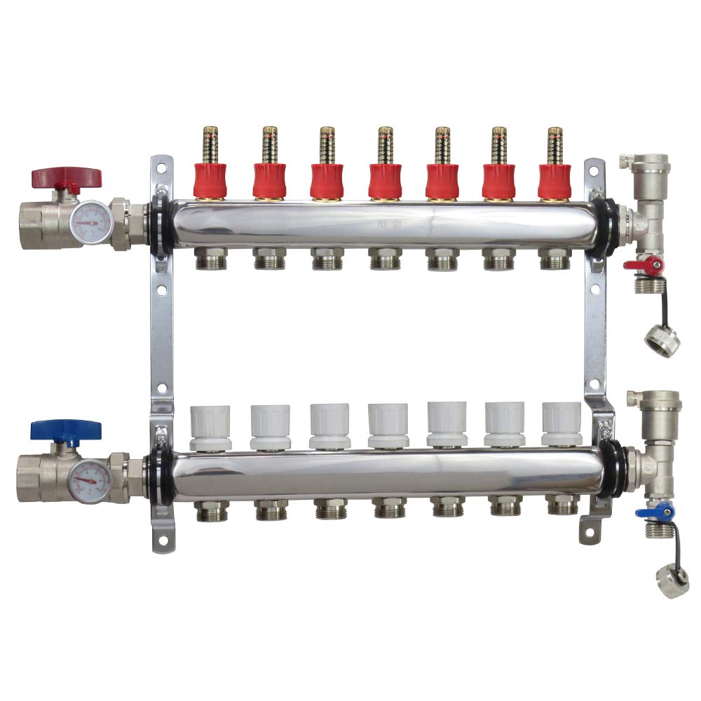 7-Loop Stainless Steel PEX Manifold with 1/2