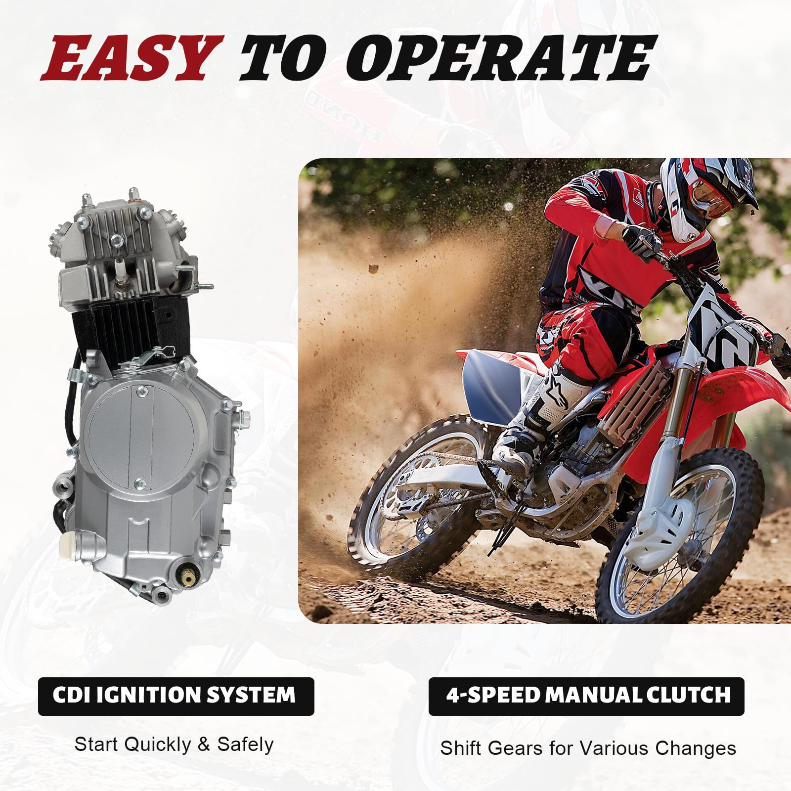 125cc 4-Stroke Single Cylinder ATV Engine Upgrade Kit - Manual Clutch Motor for Honda XR50 XR70 CRF50 CRF70, Dirt Pit Bikes & Go Karts - Perfect for Off-Road Racing & Trail Riding Adventures