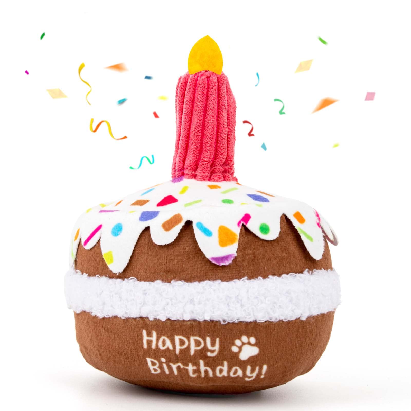 Dog Birthday Cake Plush Toy - Squeaky Chew Toy for Puppies, Best Gift for Dog Lovers (Ideal for Birthday Parties, Training Rewards & Playtime Fun)