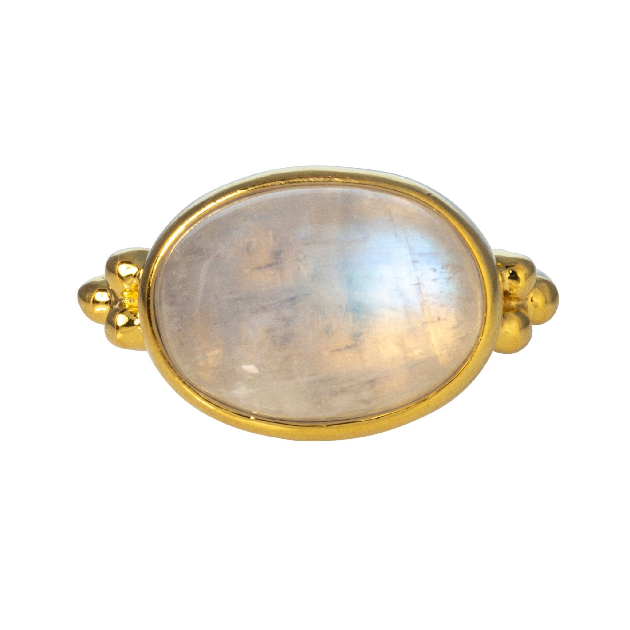 14K Yellow Gold Mazza Moonstone Capri Ring - Elegant & Dainty Jewelry for Women, Perfect for Weddings, Anniversaries & Special Occasions
