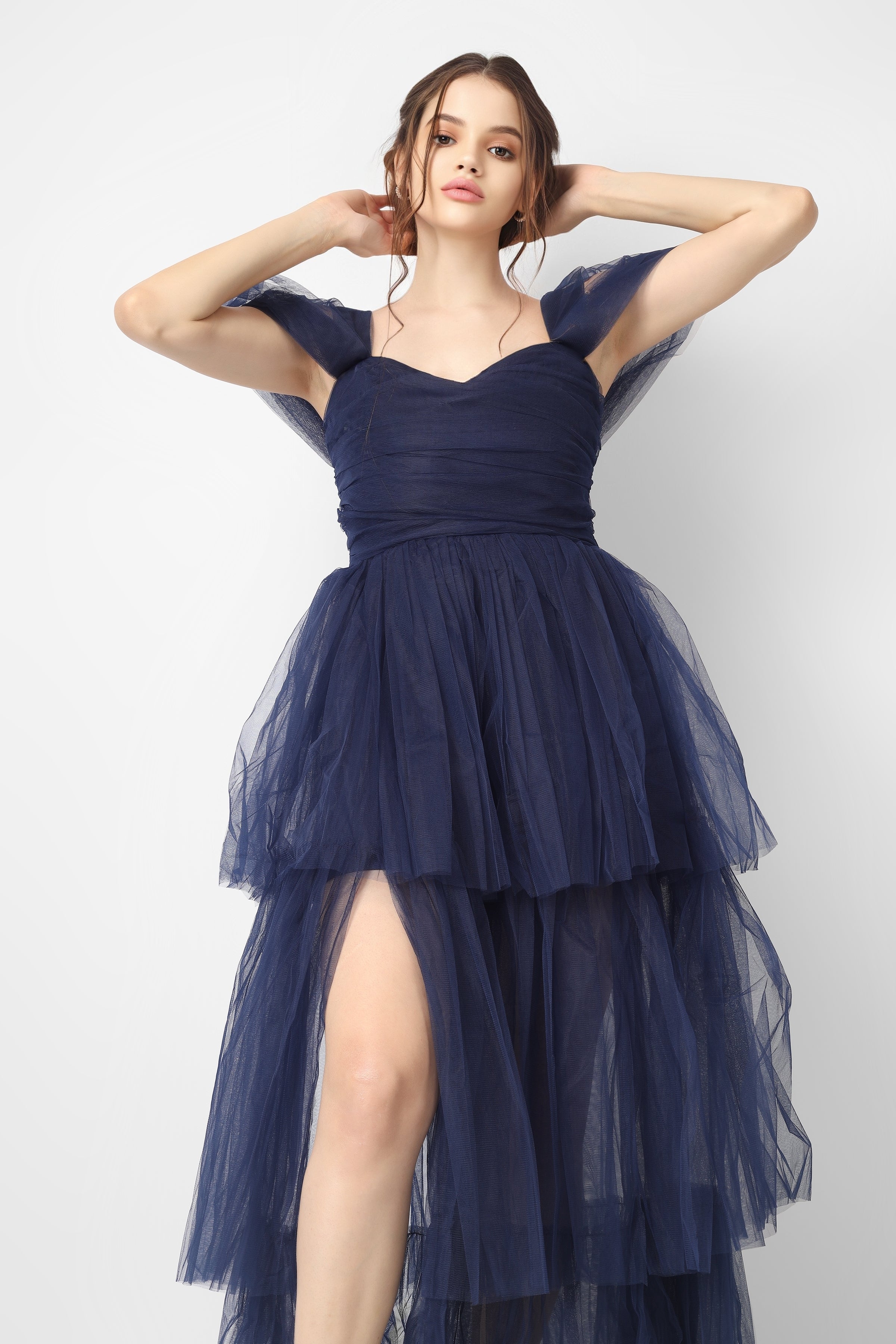 Sydney Galactic Cobalt Blue Tulle Maxi Dress for Women - Elegant Evening Gown for Prom, Wedding, Party & Special Occasions