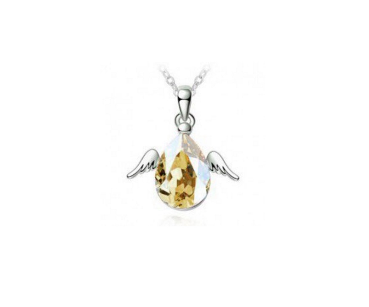 Fashion Angel Wings Egg Crystal Charm Pendant Necklace - Elegant Jewelry for Women, Gift for Birthday, Christmas & Special Occasions