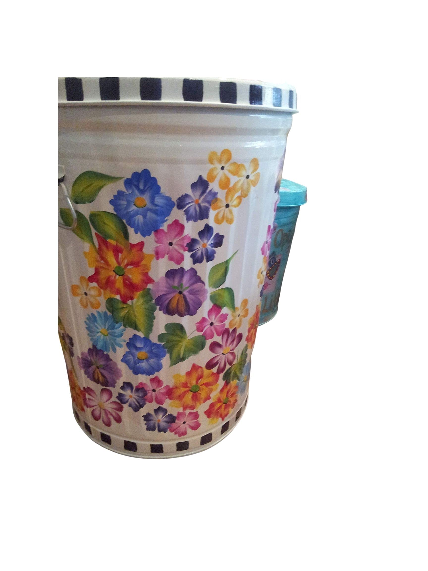 20 Gallon Hand Painted Galvanized Steel Trash Can - Durable Outdoor & Indoor Garbage Bin for Home, Office, Garden, and Commercial Use