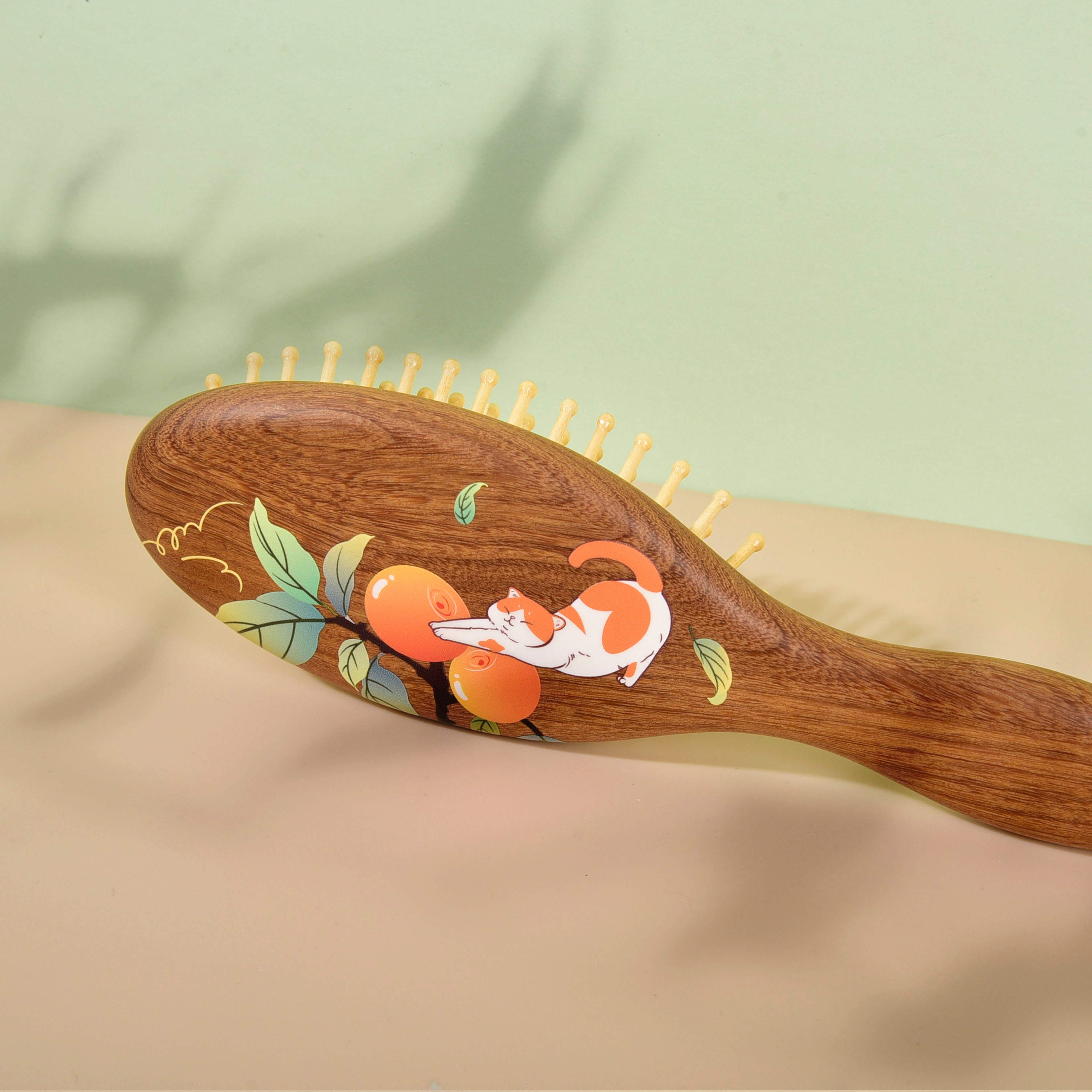 Orange Cat Hair Brush for Grooming - Soft Bristle Pet Brush for Shedding Control - Perfect for Long & Short Haired Cats - Home & Travel Use