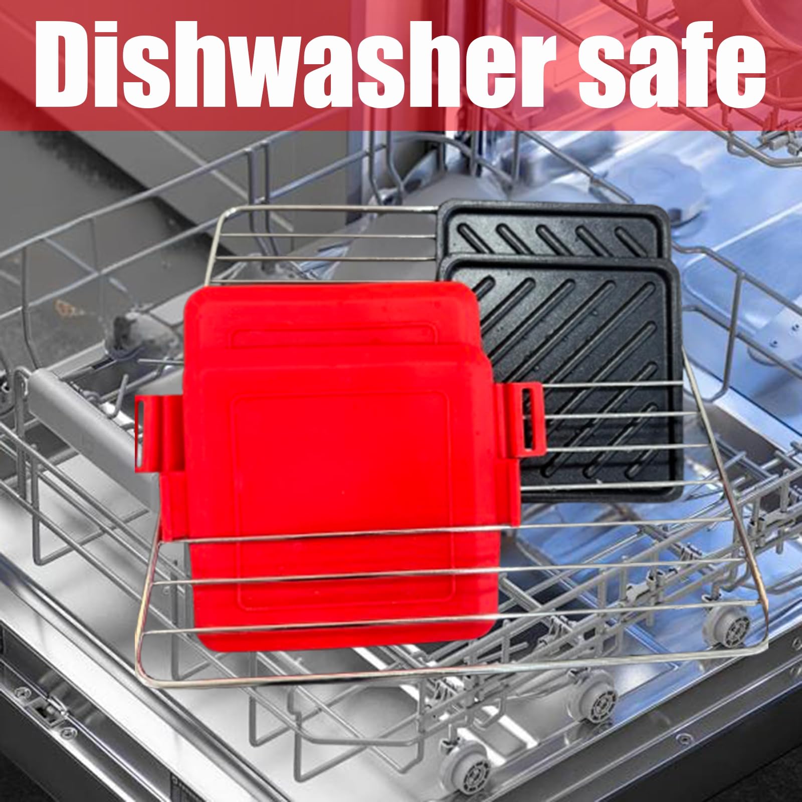Microwave Toastie Maker - Adjustable Silicone Straps Sandwich Maker for Quick & Easy Grilled Cheese, Paninis - No Electricity Needed, Fast Cooking, Perfect for Dorms, Office & Camping (Red)