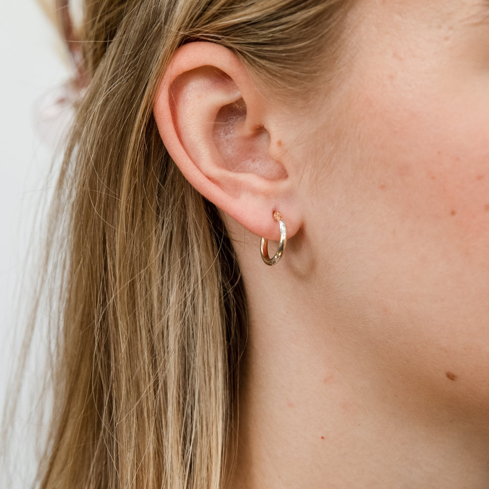 9ct White and Yellow Gold Two-Tone Diamond Cut 10mm Hoop Earrings for Women - Elegant Double-Sided Design Perfect for Parties, Weddings & Everyday Wear