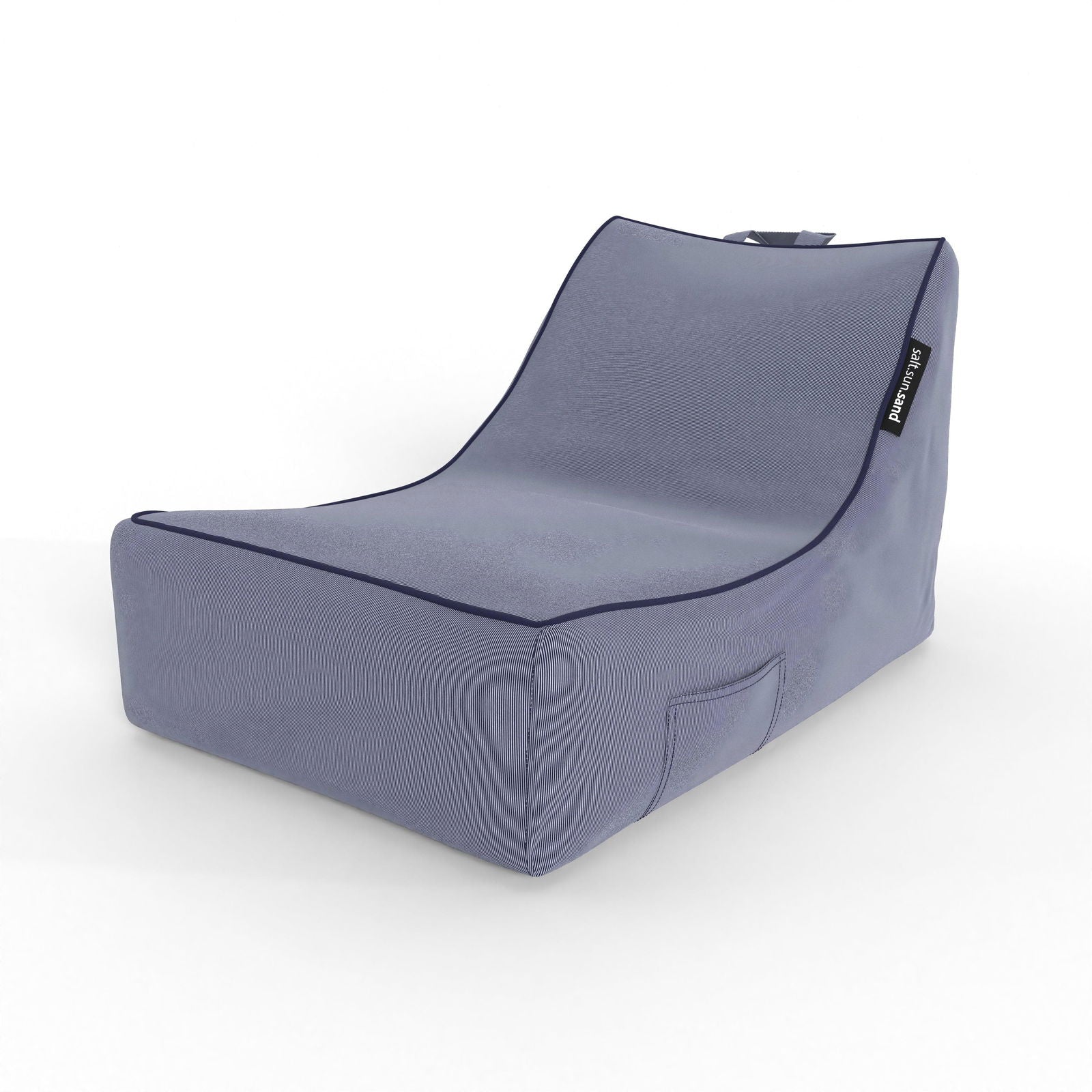 Premium Kirra Indoor/Outdoor Bean Bag Chair - Soft Tweed Navy Blue Comfortable Seating for Living Room, Bedroom, Patio & Dorm - Water Resistant & Durable Lounge Furniture for Relaxing & Gaming