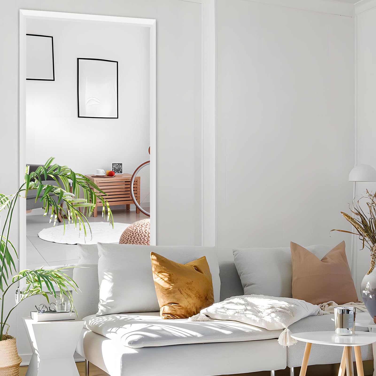 Amorho 60x36 Inch White Thick Metal Framed Bathroom Wall Mirror - Large Rectangle Over 2 Sinks Vanity Mirror for Bedroom, Living Room & Entryway - Perfect for Makeup, Grooming & Home Decor
