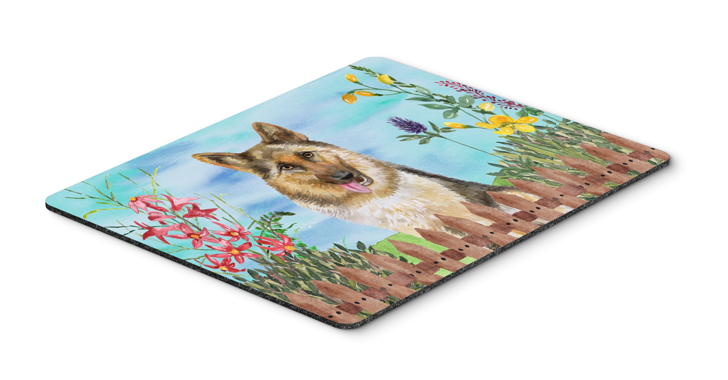 German Shepherd Spring Mouse Pad & Hot Pad - Large Washable Non-Slip Desk Mat for Home Office, Gaming, Computer & Laptop Use | Durable Trivet for Kitchen | Perfect Gift for Dog Lovers