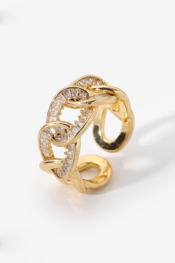 Vintage Zircon Open Ring for Women - Elegant Adjustable Statement Jewelry for Parties, Weddings & Everyday Wear