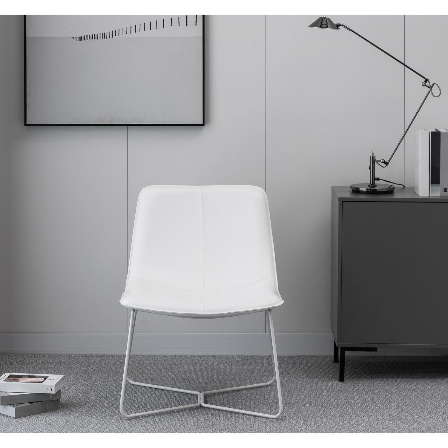 OSP Home Furnishings Grayson Modern Accent Chair - White Upholstery with White Base | Contemporary Living Room Seating for Home Office & Lounge Areas