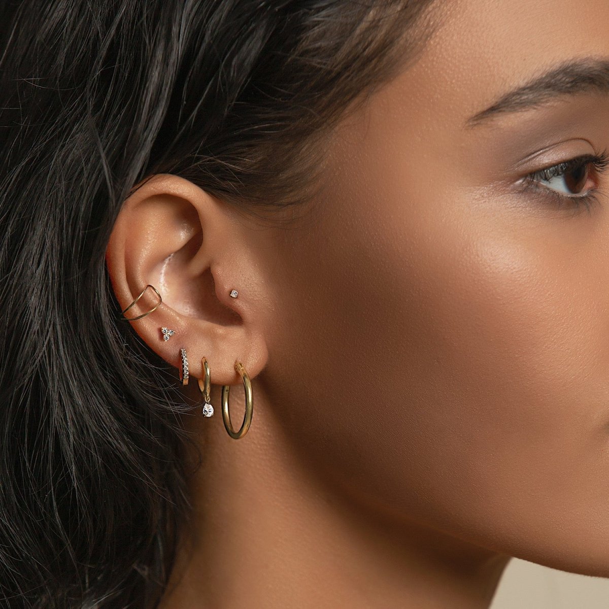 Tiny Clover Pavé Stud Earrings - 14K Gold Plated Minimalist Studs for Women - Perfect for Everyday Wear, Work & Special Occasions