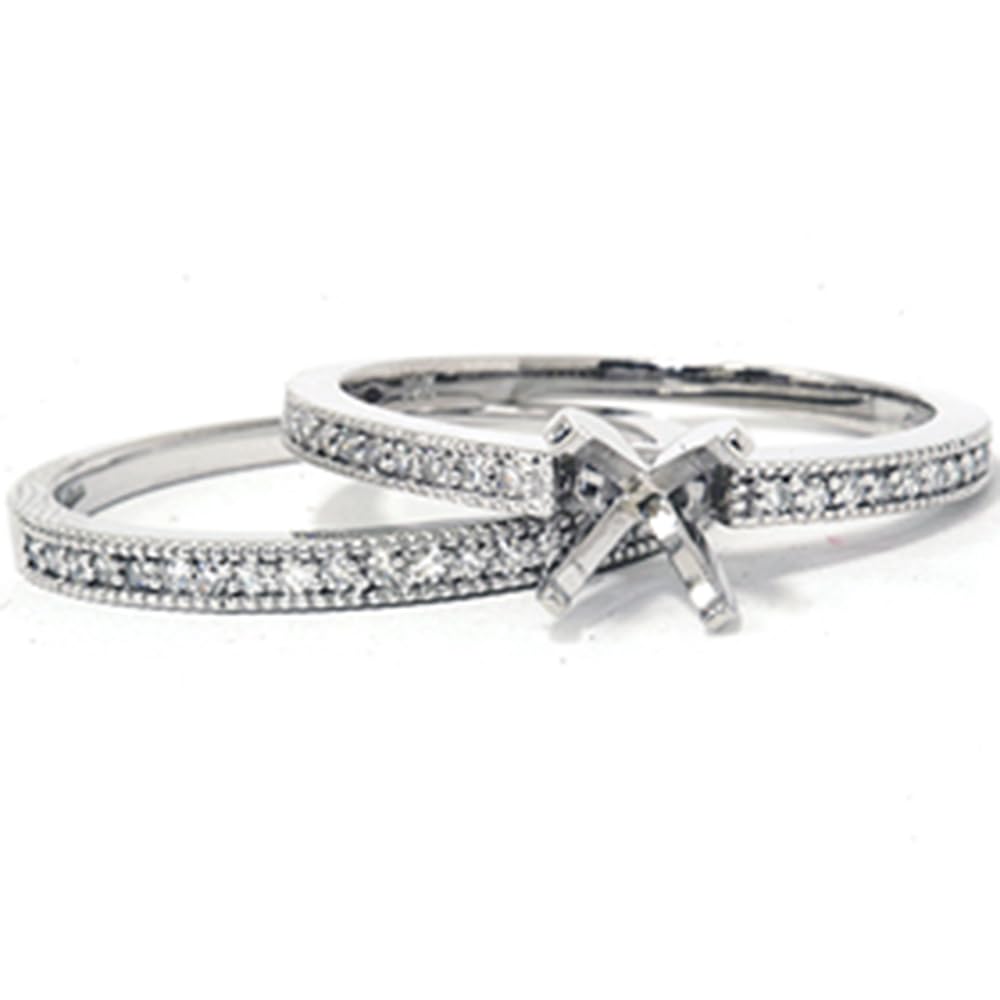 1/4 Carat Diamond Engagement Wedding Ring Semi Mount Set in 14K White Gold - Perfect for Proposals, Anniversaries & Bridal Jewelry