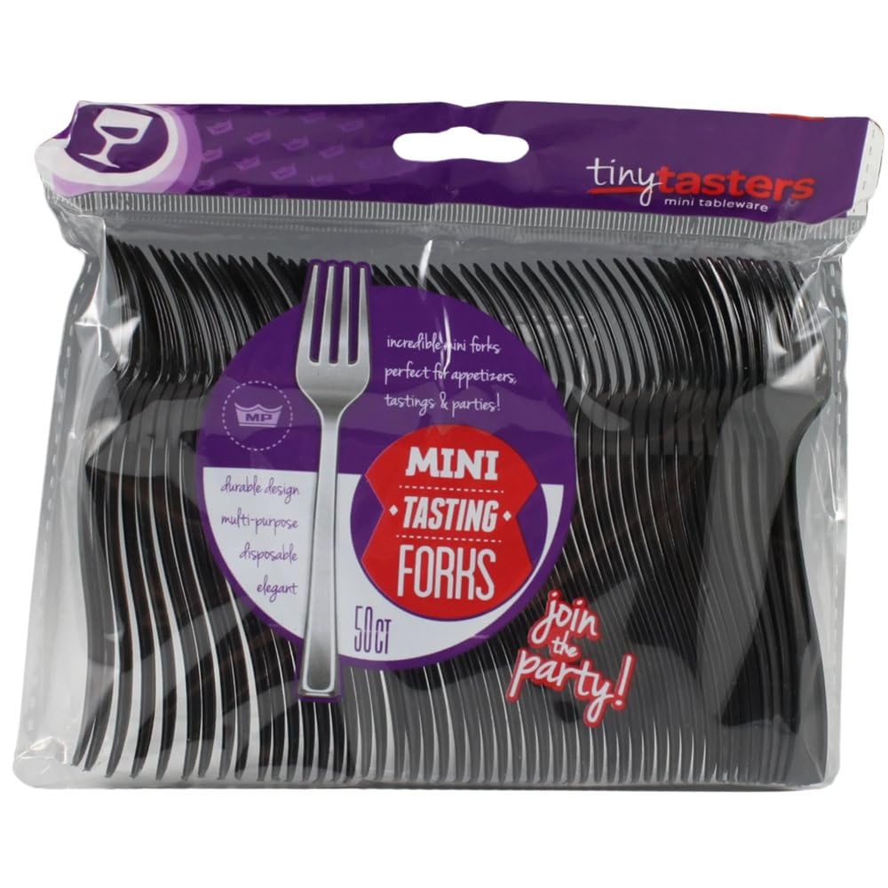 50-Pack Black Disposable Mini Forks 3.75