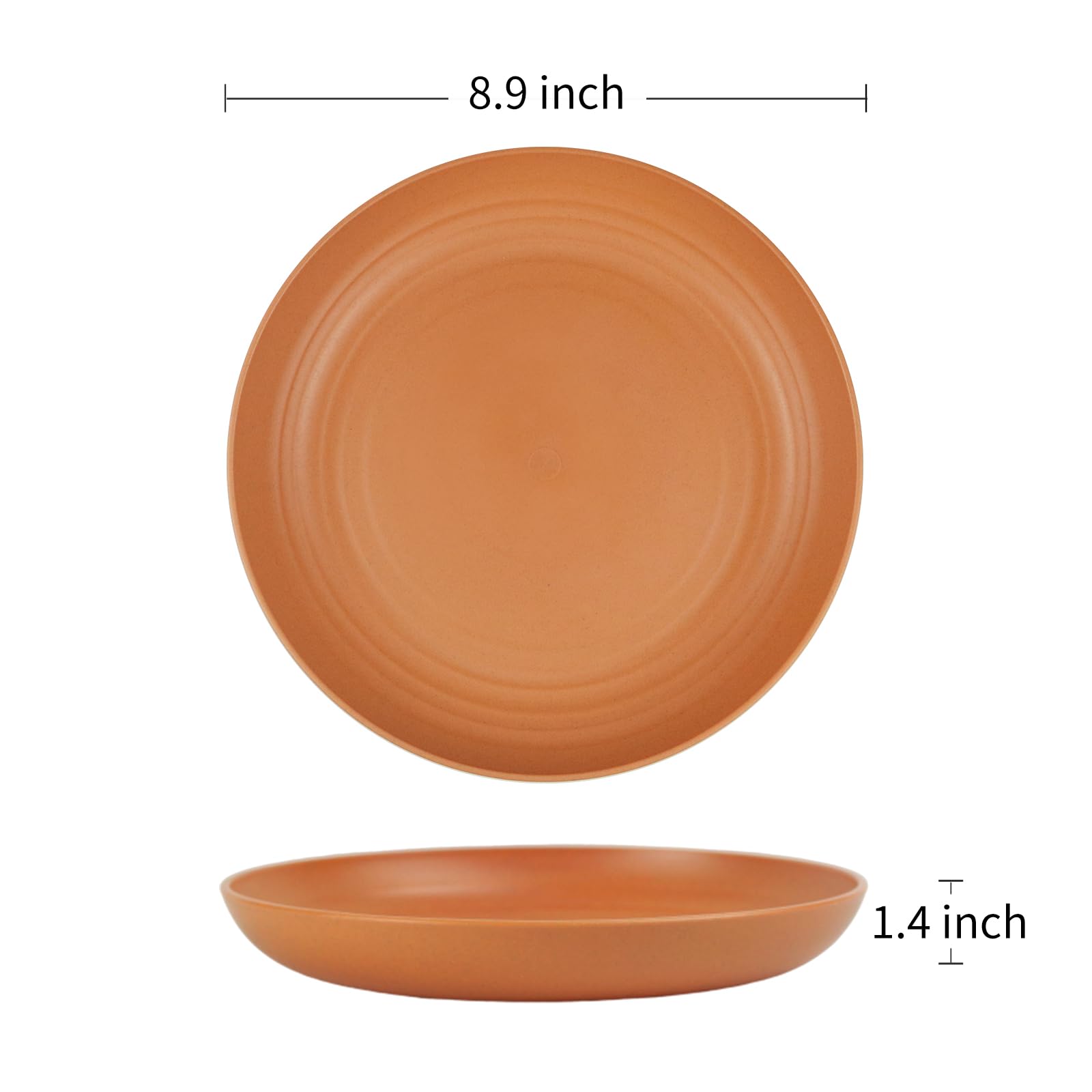 Eco-Friendly 9 Inch 8-Piece Wheat Straw Dinner Plates Set - BPA Free, Microwave & Dishwasher Safe, Unbreakable & Lightweight - Perfect for Kids, Adults, Picnics, Camping & Everyday Use