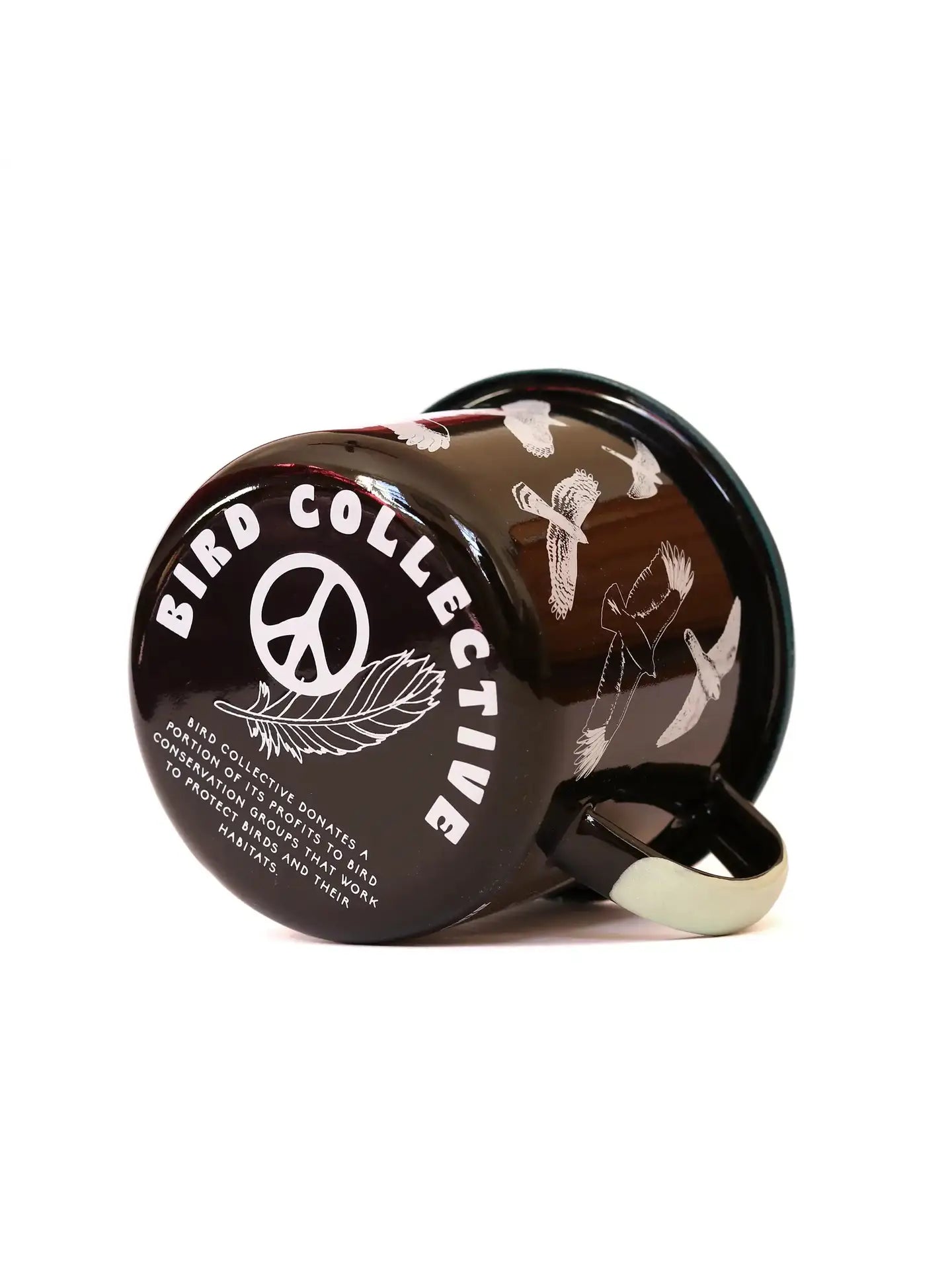 Hawks in Flight Large Enamel Camping Mug - Durable Coffee Cup for Outdoor Adventures, Camping & Hiking - Rustic Enamelware Travel Mug with Handle