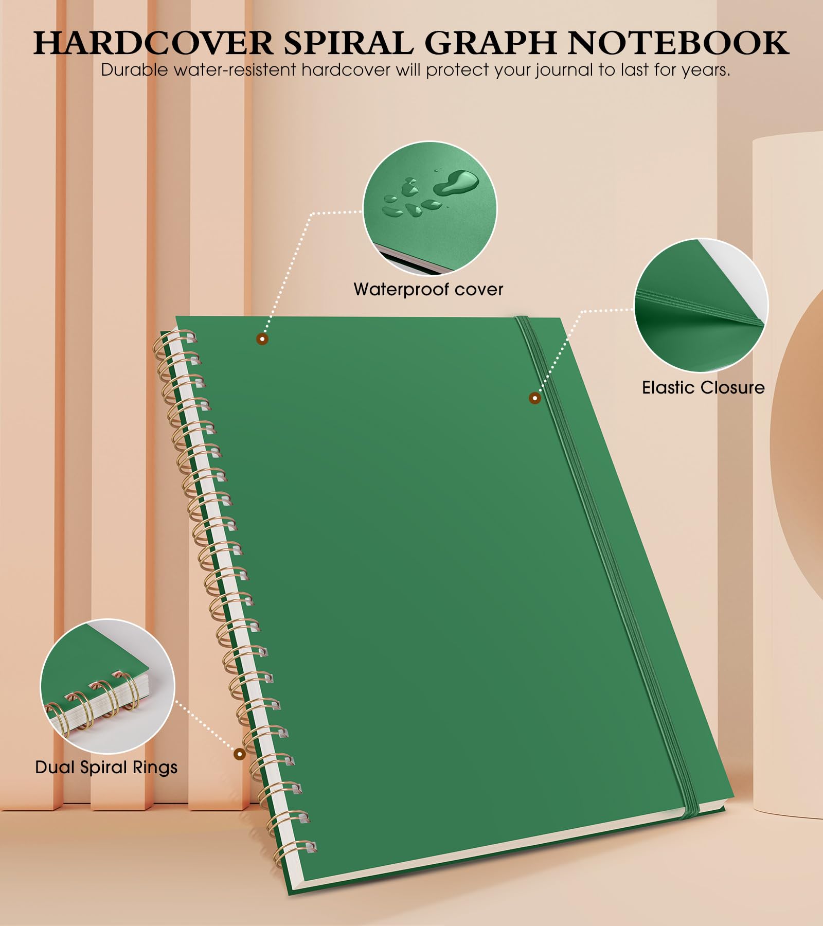Premium Spiral Graph Paper Notebook - 8.5