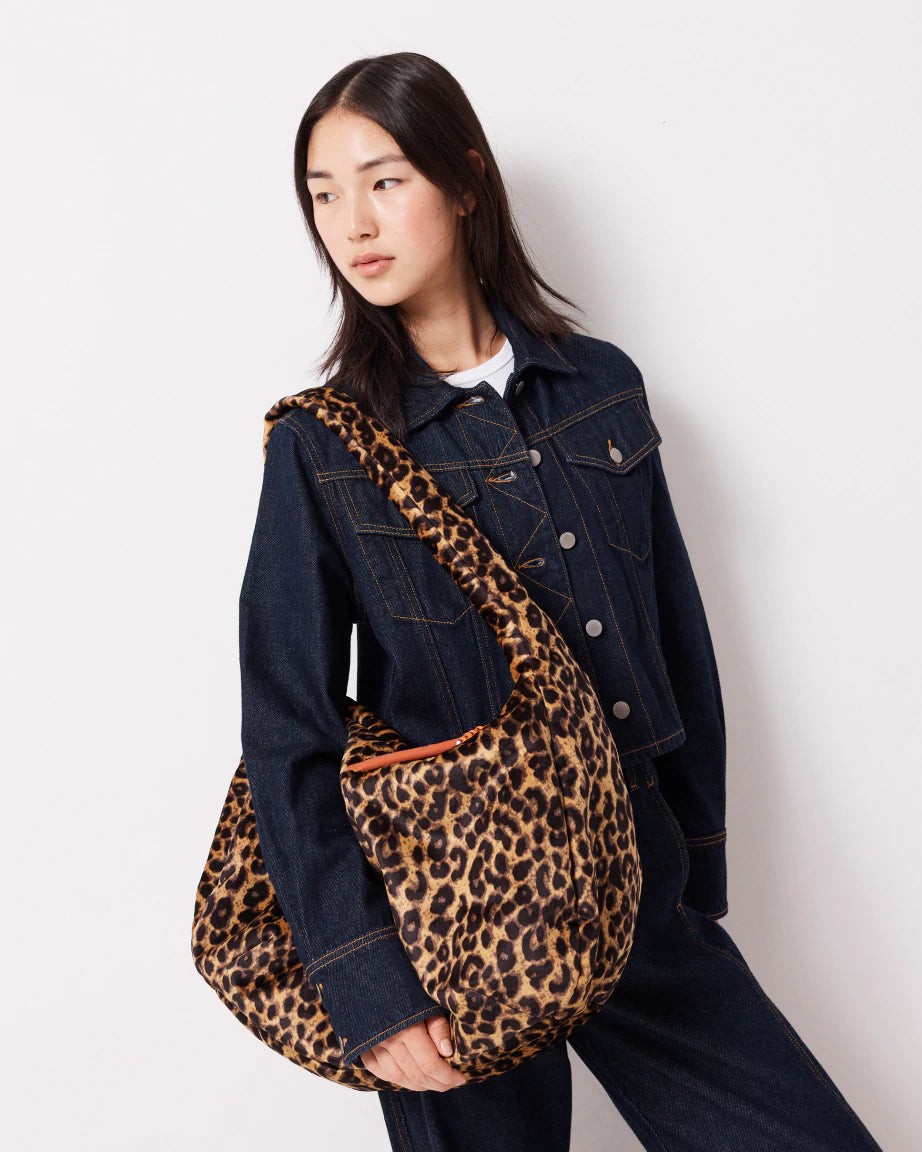Rainbow Tote Bag with Leopard Print Velvet - Stylish & Durable Handbag for Women, Perfect for Shopping, Beach, Work & Travel