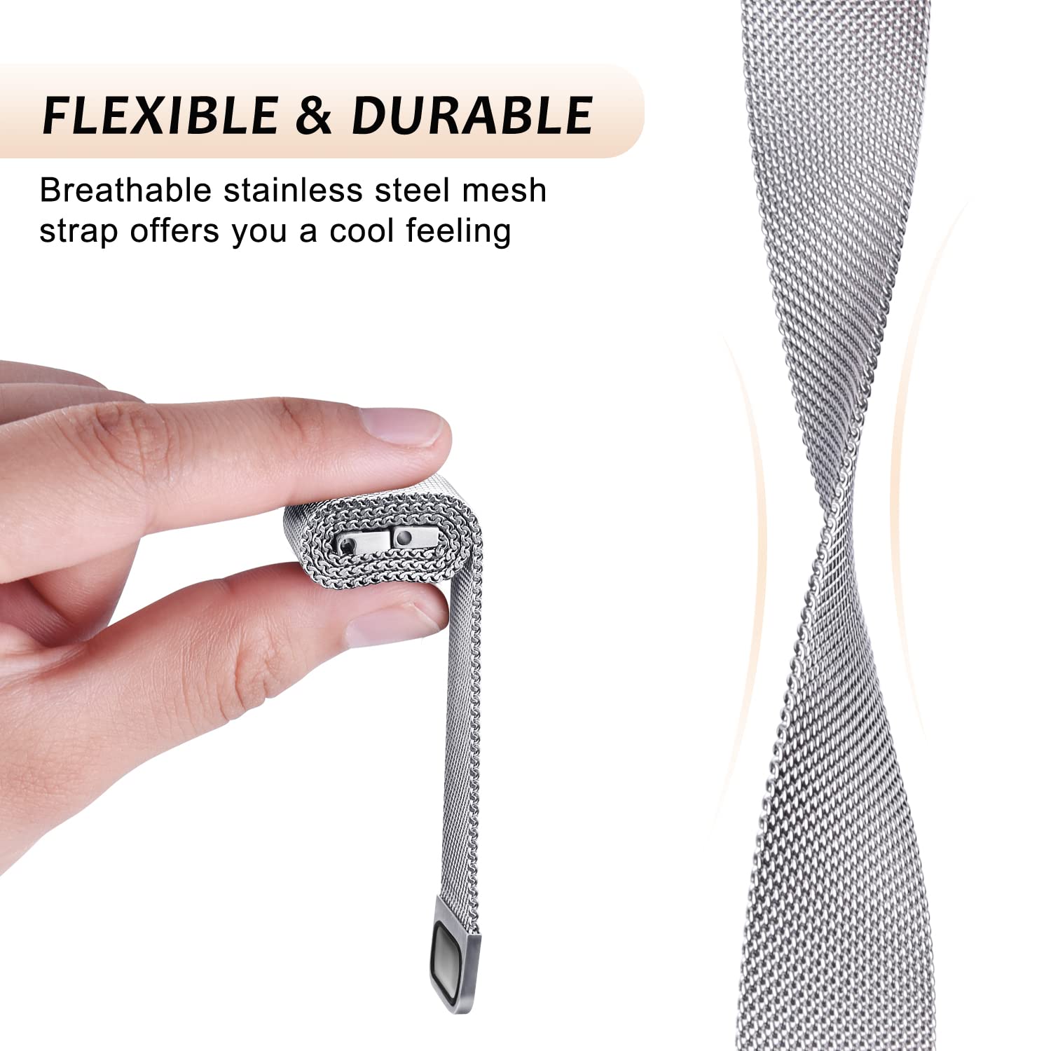 Meliya 20mm 22mm Quick Release Stainless Steel Mesh Watch Band - Silver Metal Replacement Strap for Women & Men - Perfect for Dress Watches & Formal Occasions