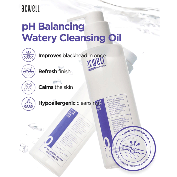 Acwell pH Balancing Watery Cleansing Oil 200ml - Gentle Facial Cleanser for Dry & Sensitive Skin | Makeup Remover & Daily Hydrating Cleansing Oil for Women & Men | Perfect for Morning & Night Skincare Routine