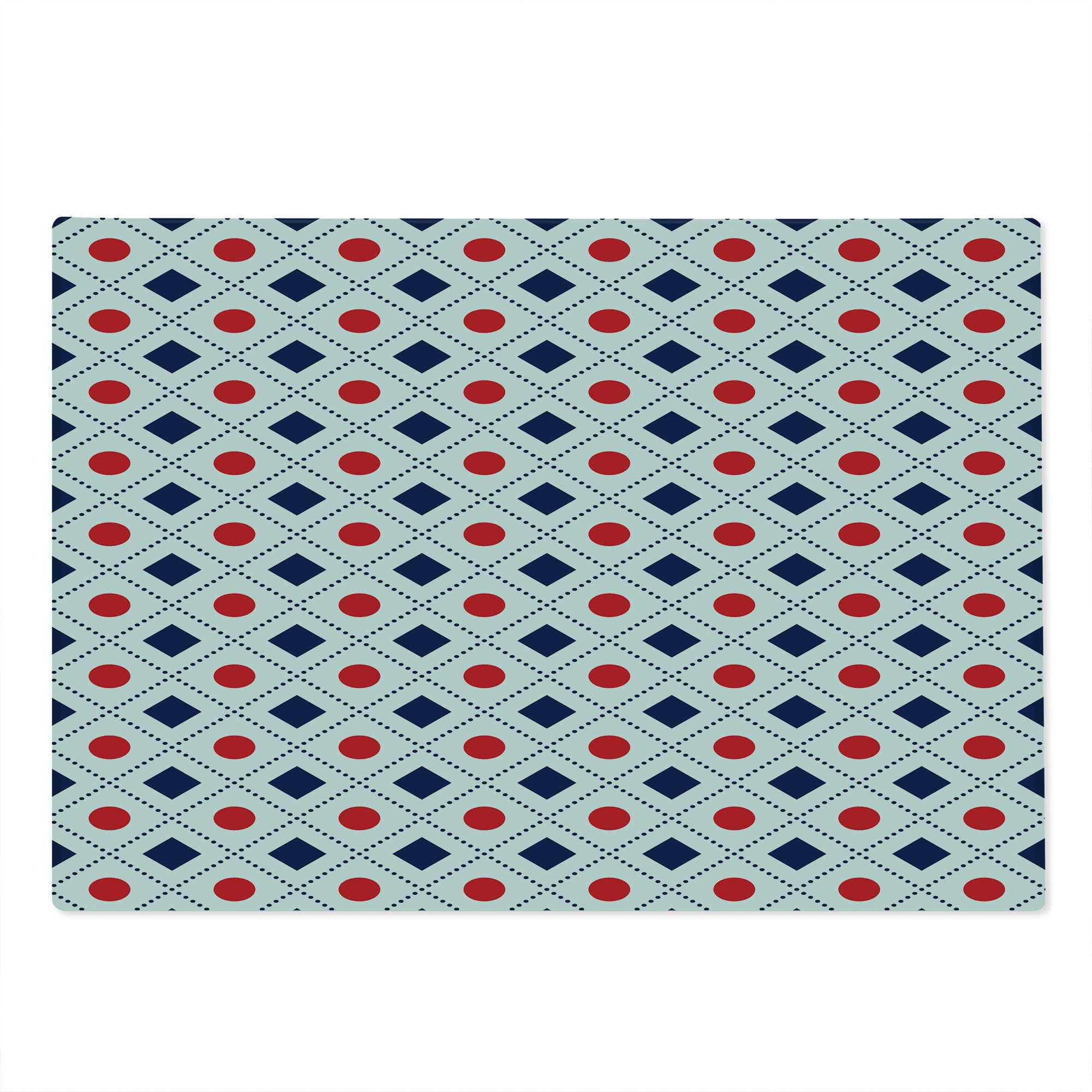 Ambesonne Navy Blue & Red Geometric Glass Cutting Board - Large Tempered Glass Serving Tray with Dots & Dashed Lines Design - Perfect for Cheese Platters, Charcuterie & Kitchen Decor